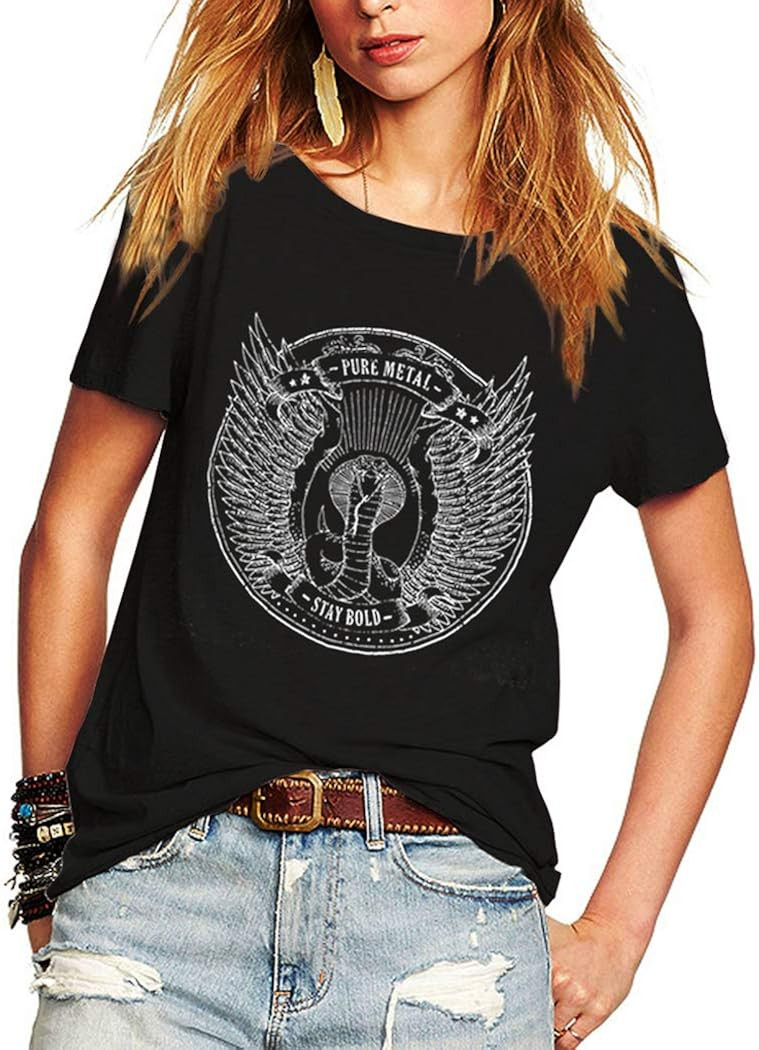 Romastory Womens Vintage t Shirts Short Sleeve Summer Shirts Casual Tops Tee Shirt | Amazon (US)