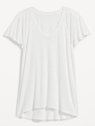 Oversized V-Neck Linen-Blend Tunic T-Shirt for Women | Old Navy (US)