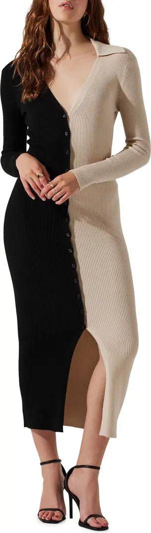Colorblock Long Sleeve Rib Sweater Dress | Nordstrom