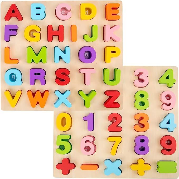 Alphabet Puzzle, WOOD CITY ABC Letter & Number Puzzles for Toddlers 1 2 3 Years Old, Preschool Le... | Amazon (US)