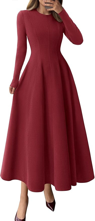 PRETTYGARDEN Cocktail Dresses for Women 2025 Elegant Classy Fall Long Sleeve Midi A Line Flowy Mo... | Amazon (US)