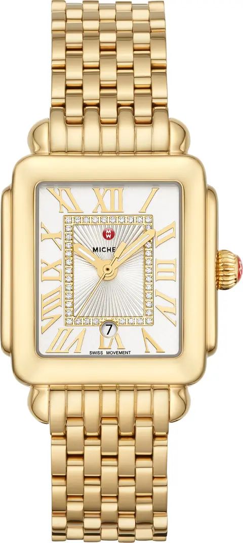 MICHELE Deco Madison Mid Diamond Dial Watch Head & Bracelet, 29mm x 31mm | Nordstrom | Nordstrom