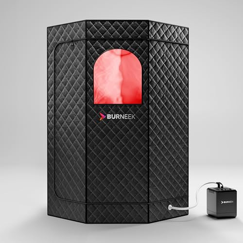 Burneek® Halo Sauna - Heats to 150°F - 1500W Steam Unit, Insulated Cover, Portable Chair, Floor Mat, Remote Control, & Carry Bag - Home Spa for Recovery - 1-Year Warranty (Halo Sauna Red Light) | Amazon (US)