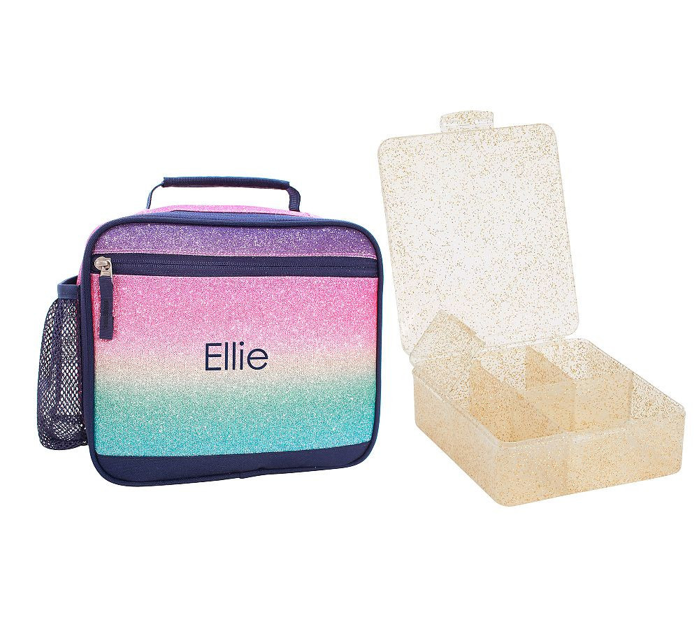 Mackenzie Rainbow Ombre Sparkle Glitter Lunch & Bento Bundle: Cold Pack, Gold Glitter Bento | Pottery Barn Kids