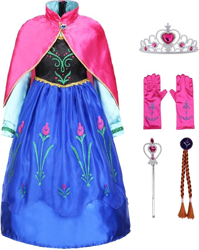 VBY Girls Princess Costume Kids Fancy Party Dress Birthday Halloween Cosplay Outfit with Accessor... | Amazon (US)