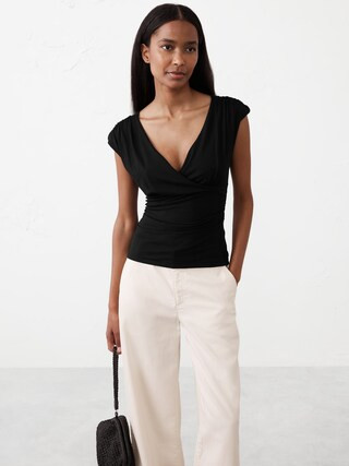 Crossover Front Shirred Top | Banana Republic Factory