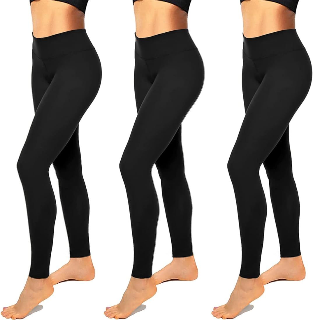 High Waisted Leggings for Women No See-Through-Soft Athletic Tummy Control Black Pants for Running Y | Amazon (US)