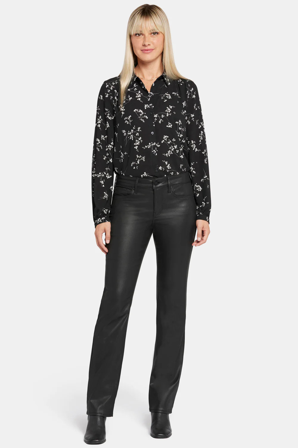 Coated Marilyn Straight Jeans - Black Coated | NYDJ