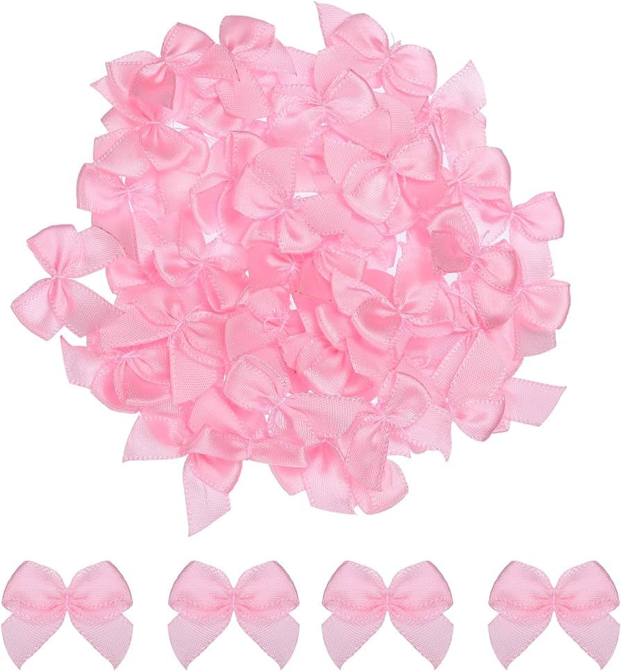 MECCANIXITY 100Pcs Mini Ribbon Bow 1" Mini Fabric Satin Ribbon Flower Bows for Craft DIY Sewing W... | Amazon (US)