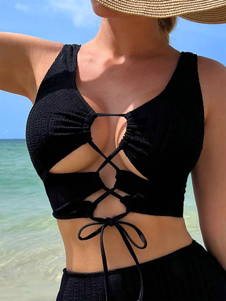 Drawstring Front Bikini Top | SHEIN