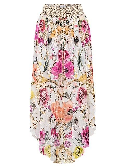 Asymmetric Floral Silk Pants | Saks Fifth Avenue