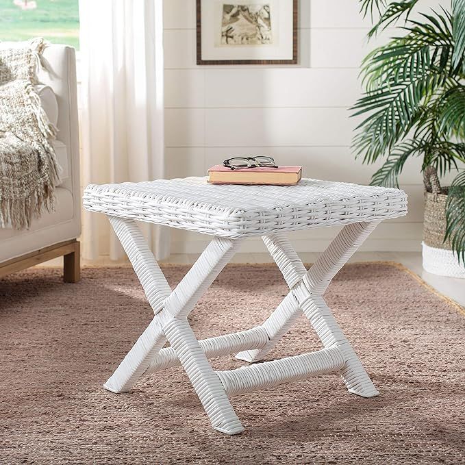 Safavieh Home Collection Manor Wicker Bench, White | Amazon (US)