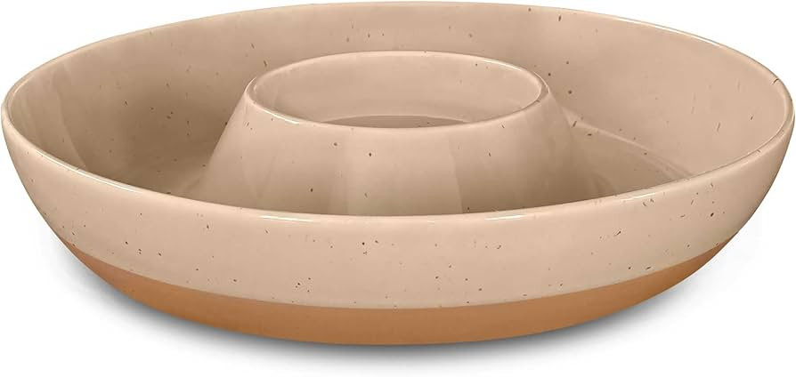 Mora Ceramic Chips and Dip Serving Tray: Large Divided Party Bowl Set for Chips & Salsa, Veggies ... | Amazon (US)