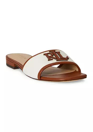 Everley Leather-Trim Canvas Slide Sandal | Belk