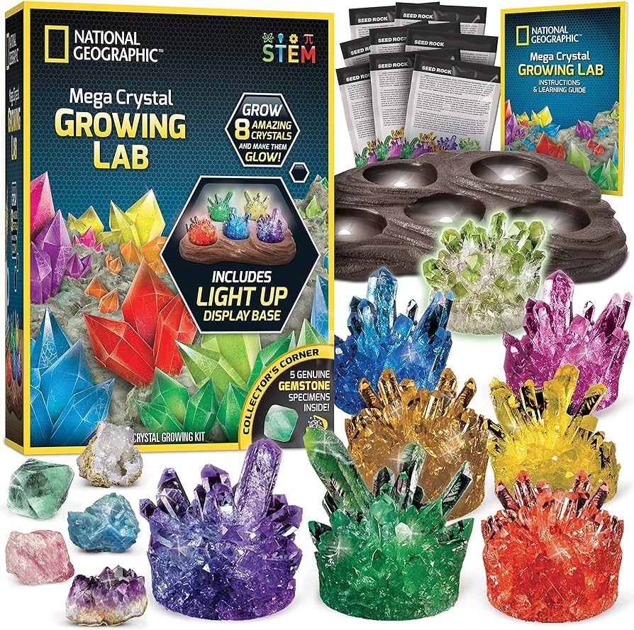 National Geographic Crystal Growing Kit - Grow 8 Light-Up Crystals, Science Gift for Kids 8-12 | Amazon (US)