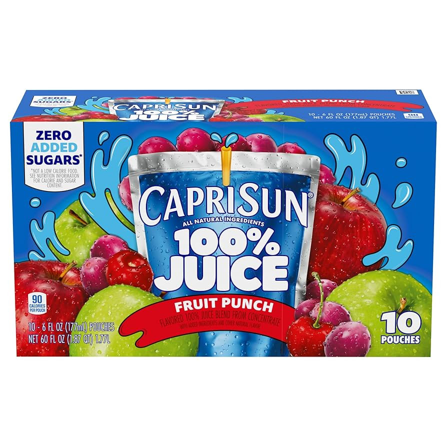 Capri Sun 100% Juice Fruit Punch Flavored All-Natural Juice Blend from Concentrate with added ing... | Amazon (US)