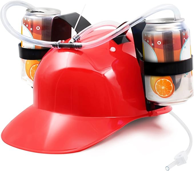 Novelty Place Drinking Helmet - Adjustable Can Holder Cap Drinker Favor Hat - Straw for Beer Soda... | Amazon (US)