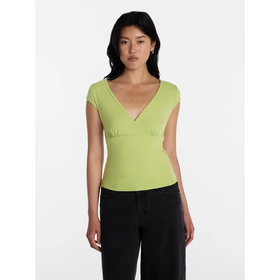 No Boundaries Empire Seam Top with Short Sleeves, Women’s XXS-XXL | Walmart (US)