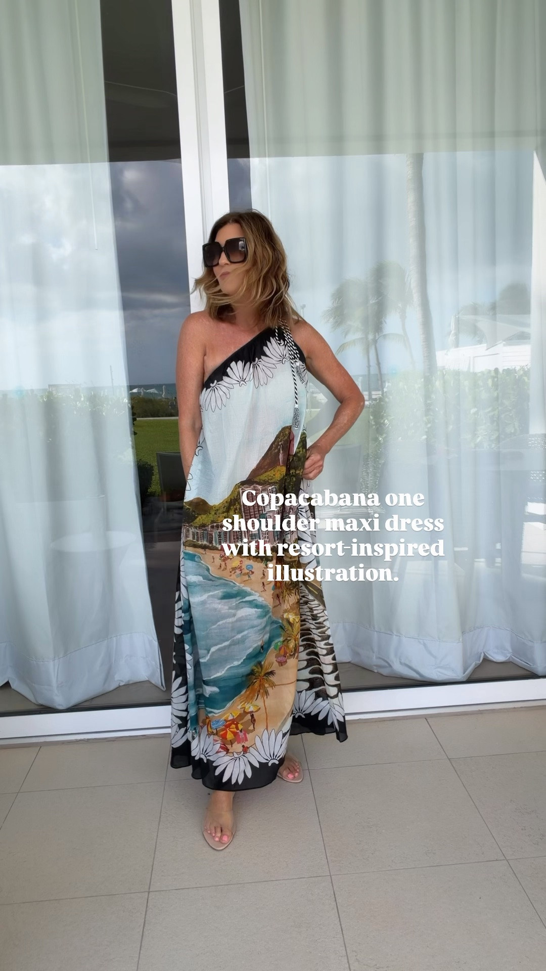I’m wearing a small Cococbana resort-inspired illustration one shoulder maxi dress

#LTKOver40