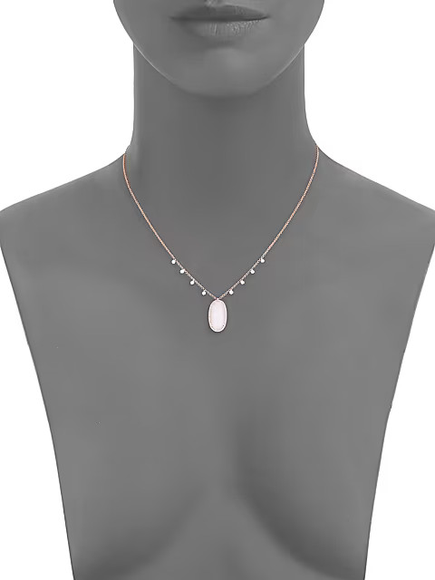14K Rose Gold, 14K White Gold, Pink Opal & Diamond Pendant Necklace | Saks Fifth Avenue