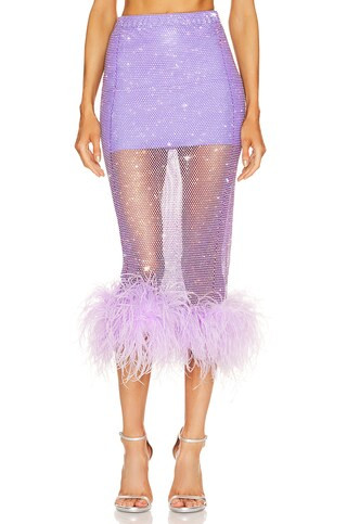 Santa Brands x REVOLVE Midi Feathers Skirt in Purple from Revolve.com | Revolve Clothing (Global)