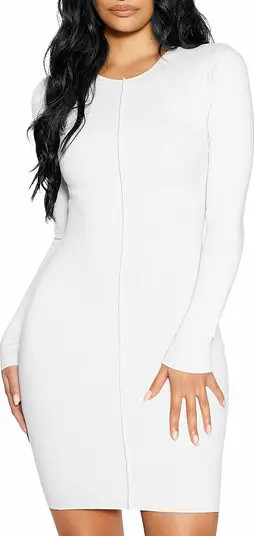 Snatched Vibes Long Sleeve Rib Knit Minidress | Nordstrom