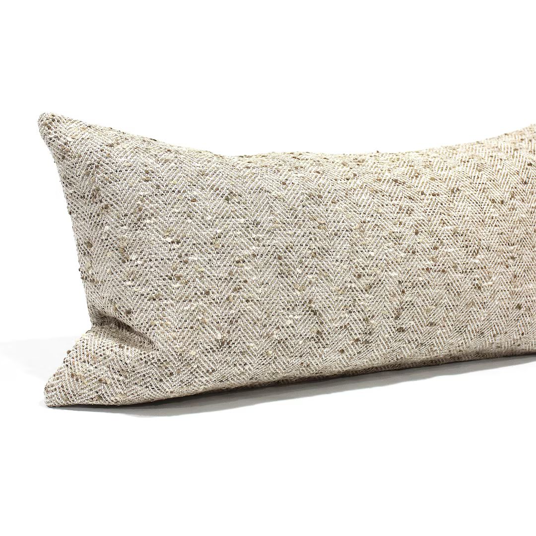 Lumbar Pillow Cover Ivory Beige Nubby Textured Upholstery - Etsy | Etsy (US)