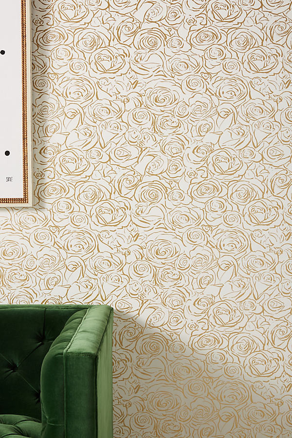 Anthropologie Golden Roses Wallpaper By York Wallcoverings in Gold | Anthropologie (US)