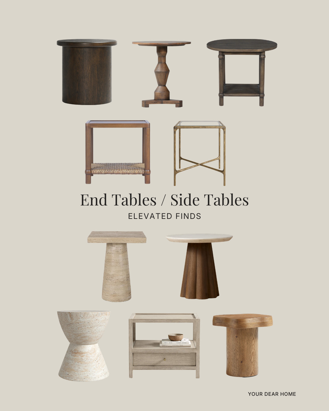 Your side tables shouldn’t feel like an afterthought. Think mixed materials, interesting bases, and warm woods. These are pieces that quietly elevate the whole seating area. 

 #LTKHome
