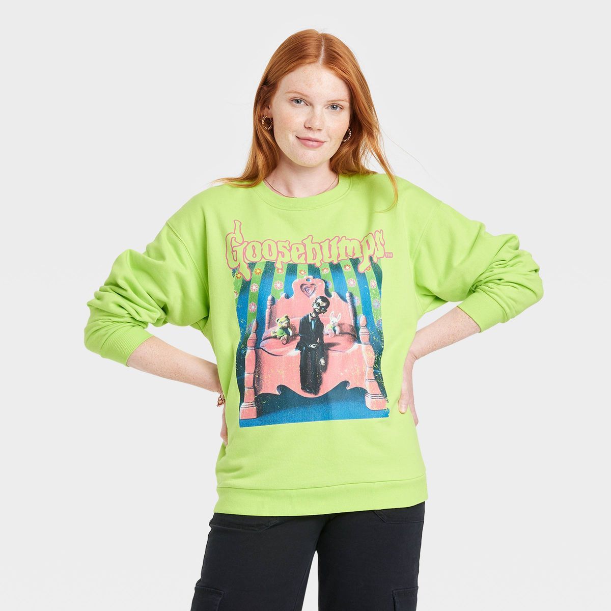 Women's Goosebumps Graphic Sweatshirt - Lime Green | Target