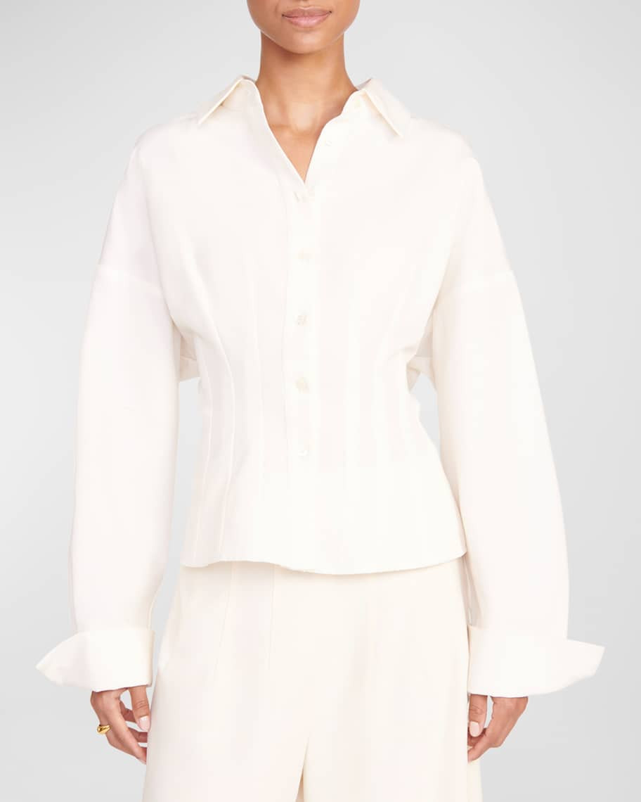 STAUD Ophelia Tailored Button-Front Shirt | Neiman Marcus