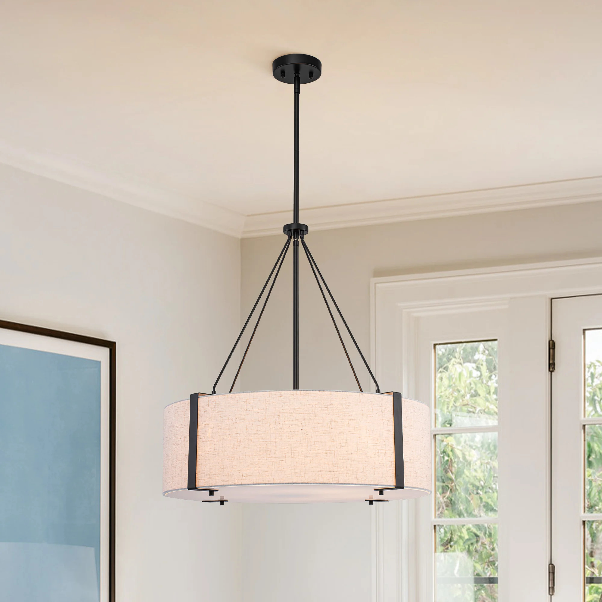 5-Light Transitional Drum Fabric Shade Chandelier | Wayfair North America