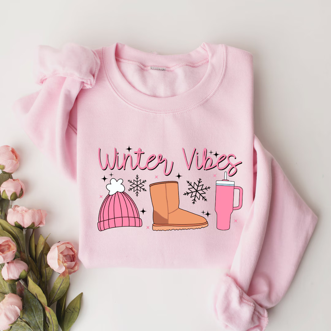 Winter Vibes Sweatshirt,christmas Sweatshirt,cozy Season Sweater,winter Lover Gift,retro Winter,t... | Etsy (US)