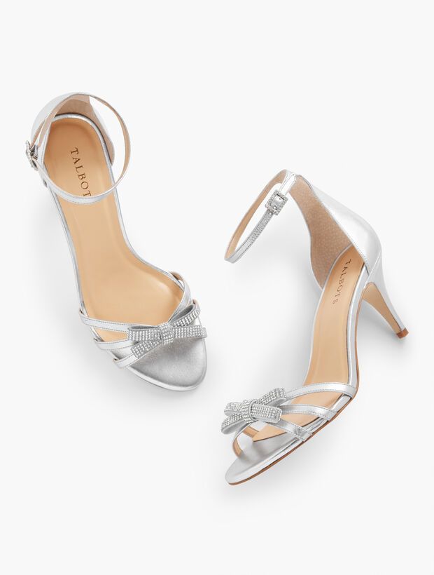 Erica Metallic Leather Ankle Strap Sandals | Talbots