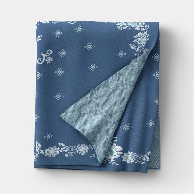 Floral Knit Jacquard Throw Blanket Blue/Cream - Threshold™ designed with Studio McGee | Target