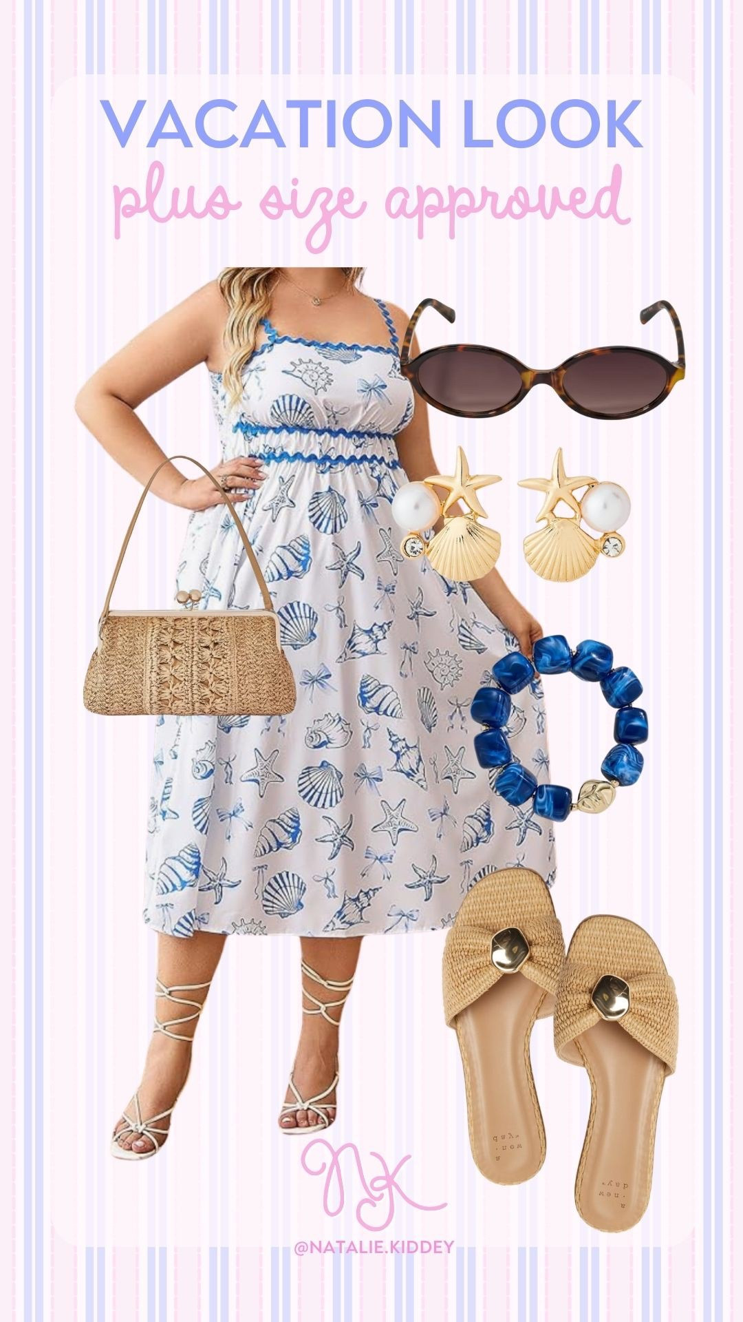 I am completely blown away by how perfect this plus size friendly dress from Amazon is for vacation. I have been loving cobalt blue lately and the way the blue pops on this dress just makes me feel so confident and happy! The accessories are all from Target aside from the fun chunky bracelet from Amazon. This is dress is even prettier in person and gorgeous for family photos. 
Beach vacation outfit inspiration, plus size approved summer outfit, family photo outfit inspiration

#LTKPlusSize #LTKPetite #LTKSeasonal