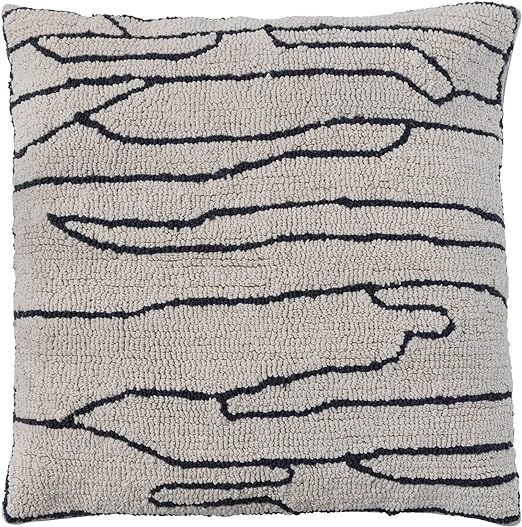 Bloomingville Cotton Tufted Throw Abstract Line Design, Grey and Black Pillow Cover 18" x 18" | Amazon (US)