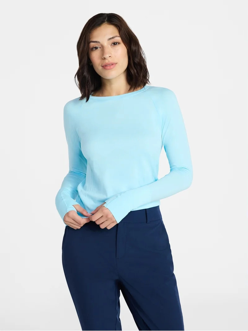 Avia Women's Seamless Tee with Long Sleeves, Sizes XS-XXXL | Walmart (US)