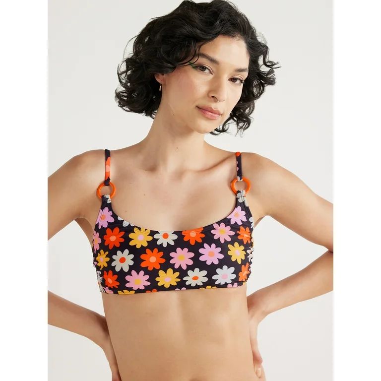 No Boundaries Juniors' Daisy Bralette O-Ring Bikini Top, Sizes XS-XXL | Walmart (US)