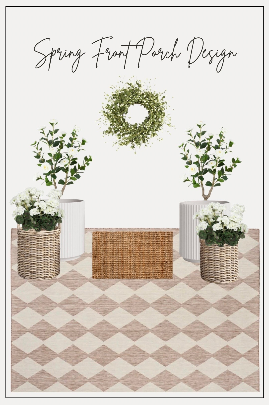 Absolutely obsessed with these faux florals for spring. And this gorgeous geometric rug adds just the right amount of contrast to this neutral front porch look!

#LTKSeasonal #LTKHome