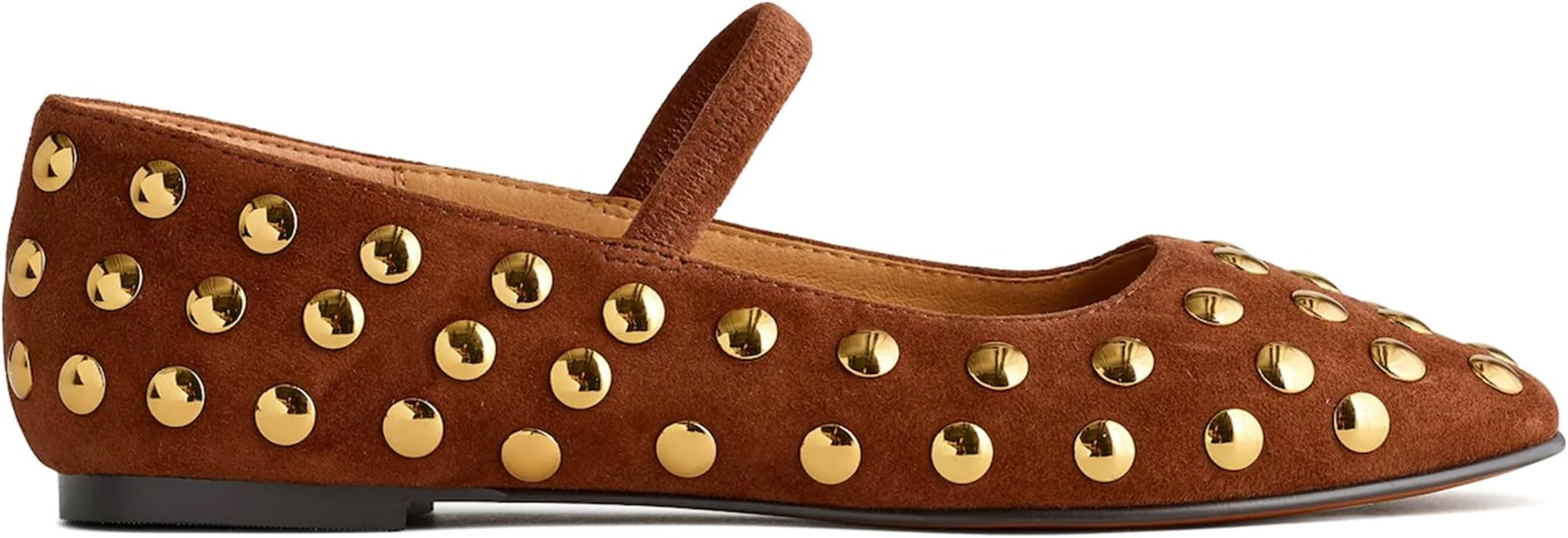 Mary Jane Ballet Flats for Women Square Toe Strap Ballerina Flats | Studded Ballet Flats for Wome... | Amazon (US)