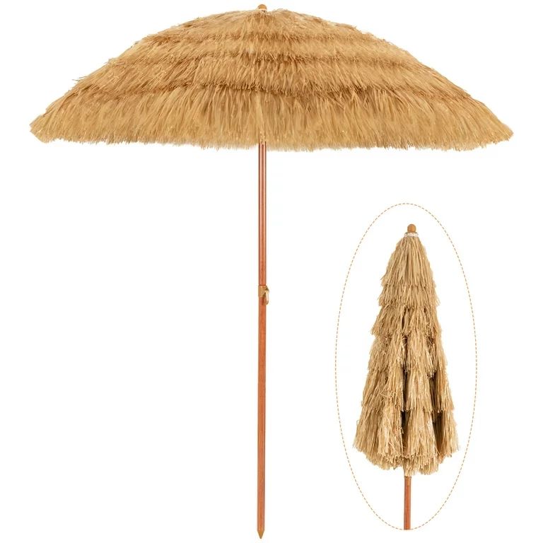 Gymax 6.5ft Thatch Tiki Beach Umbrella Outdoor Patio Umbrella w/ Adjustable Tilt | Walmart (US)