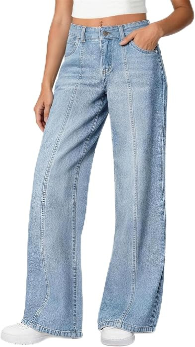Jeans for Women High Waisted Wide Leg Subtle Flare Denim Pants | Amazon (US)