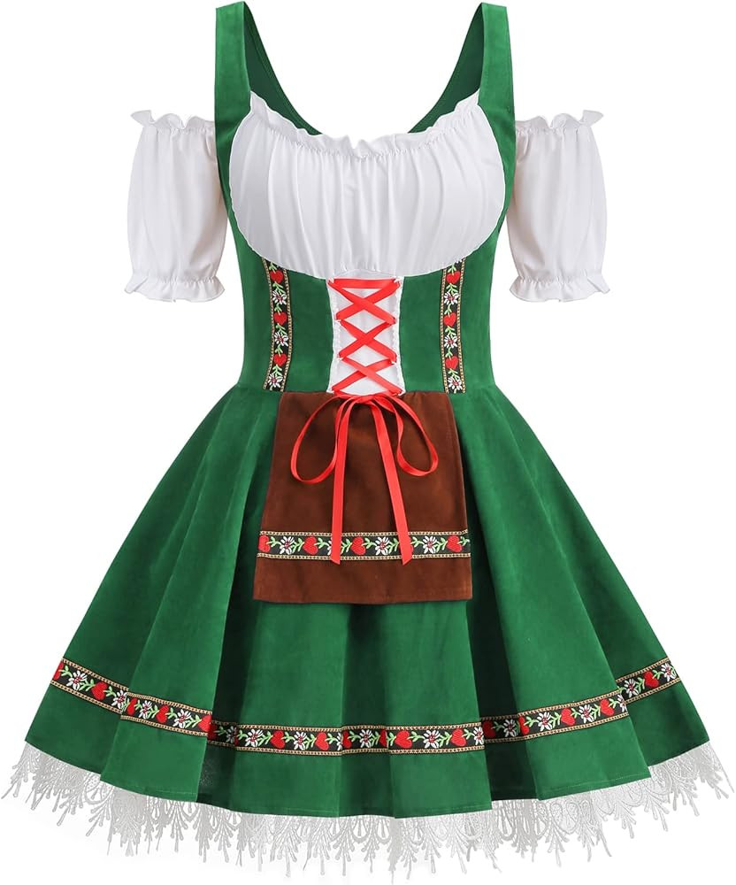 GRAJTCIN Womens Oktoberfest Costume, Velvet German Bavarian Dress for Halloween Carnival | Amazon (US)