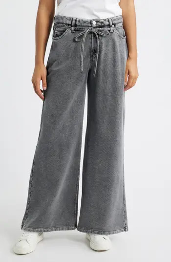 CITY BLUES Wide Leg Drawstring Waist Knit Jeans | Nordstrom | Nordstrom