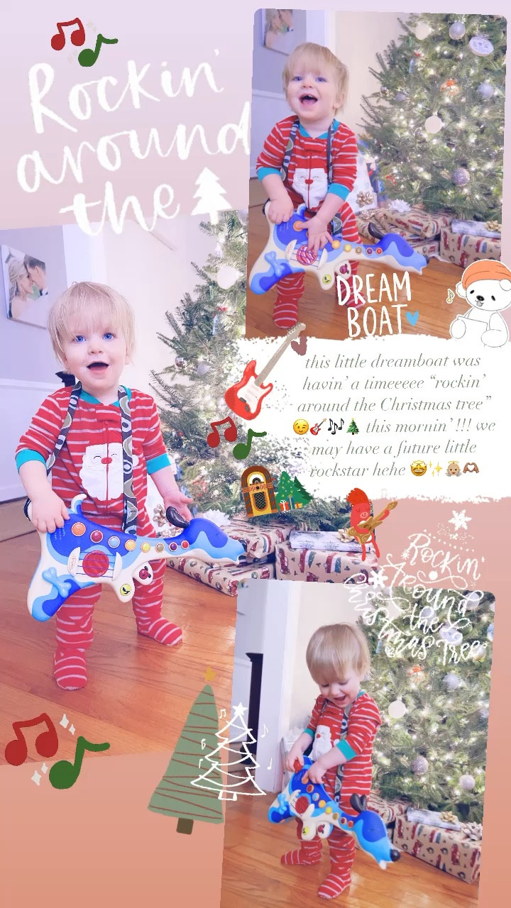 this little dreamboat was havin’ a timeeeee “rockin’ around the Christmas tree” 😉🎸🎶🎄 this mornin’ !!! we may have a future little rockstar hehe 🤩✨👼🏼🫶🏽

#LTKbaby #LTKHoliday #LTKSeasonal