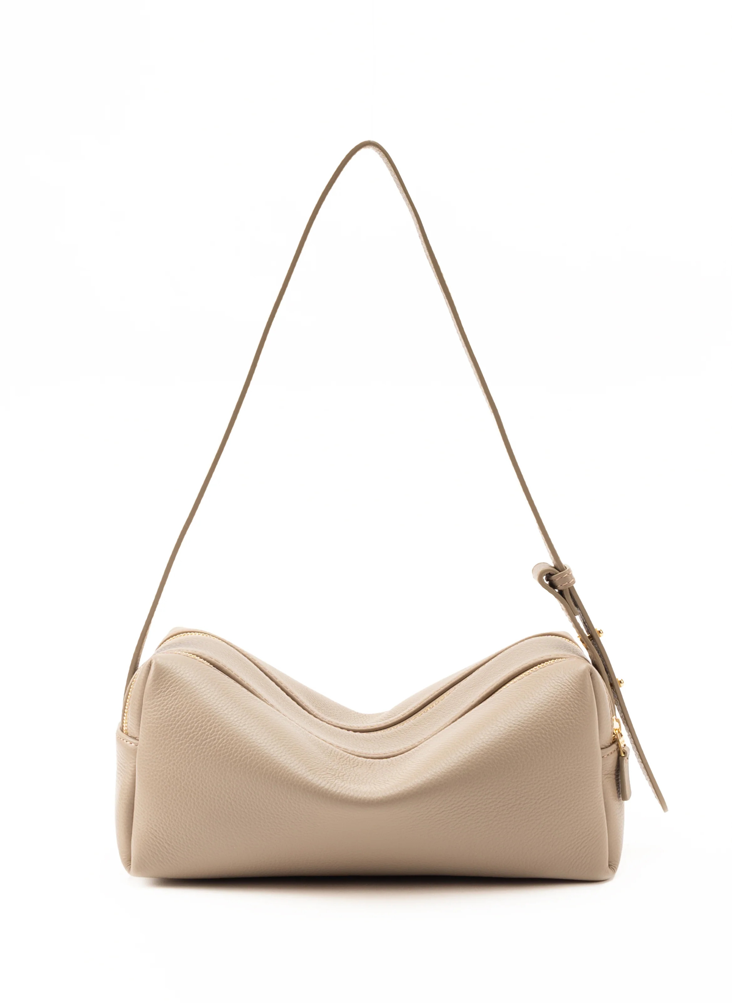 Trousse Pebbled Leather Taupe - Designer Leather Handbag - Elleme | Elleme