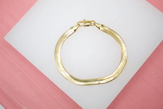 18K Gold Filled 4mm Herringbone Snake Chain Bracelet For Wholesale Bracelets Jewelry Making Suppl... | Etsy (US)