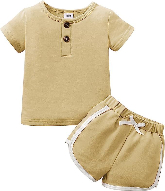 Danna Belle Toddler Boys Girl Shorts Set Summer 2Pcs Short Sleeve Shirt+Shorts Set Outfits 1-4T | Amazon (US)