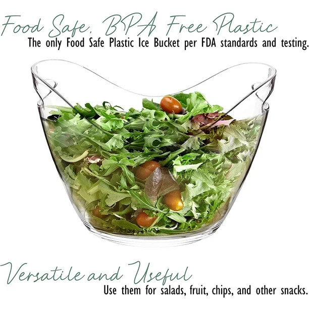 Ice Bucket Clear Acrylic 8 Liter Plastic Tub For Drinks and Parties, Food Grade, Holds 5 Full-Siz... | Walmart (US)